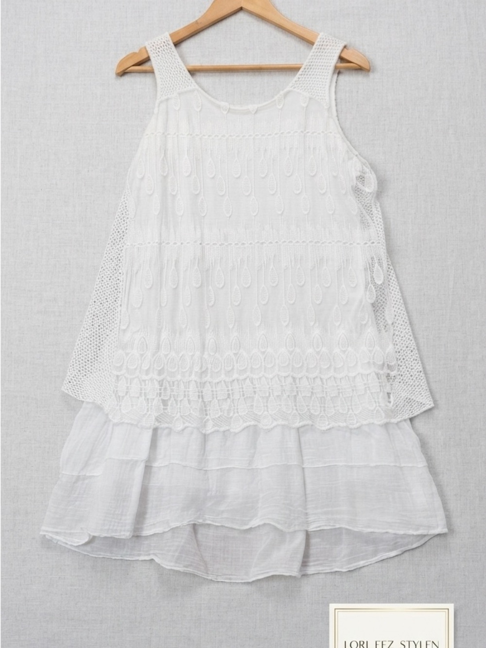 White Lace Crochet Strap Mini Dress